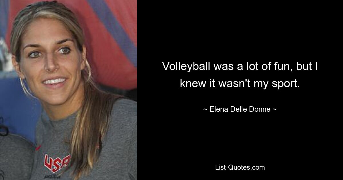 Volleyball was a lot of fun, but I knew it wasn't my sport. — © Elena Delle Donne