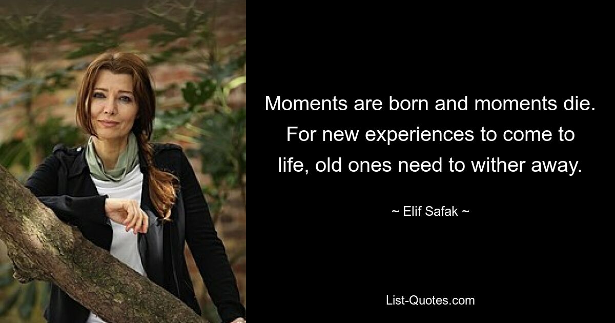 Moments are born and moments die. For new experiences to come to life, old ones need to wither away. — © Elif Safak