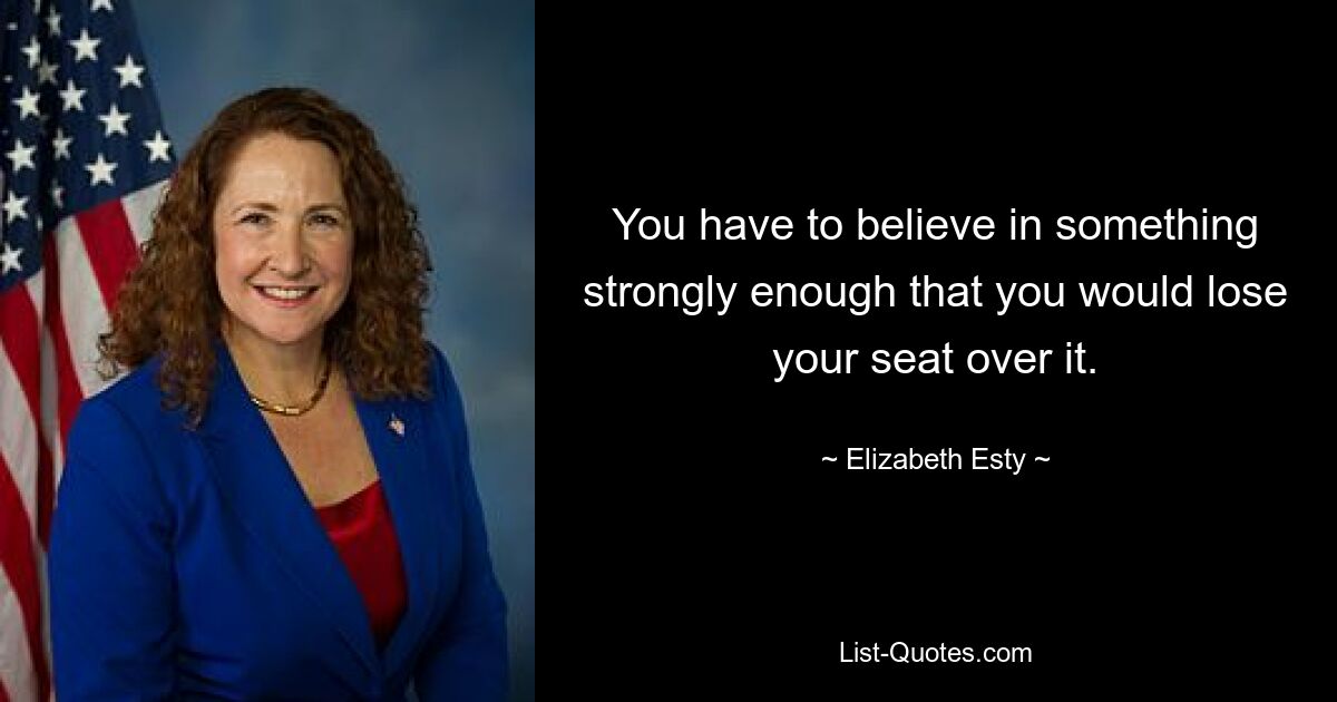 You have to believe in something strongly enough that you would lose your seat over it. — © Elizabeth Esty