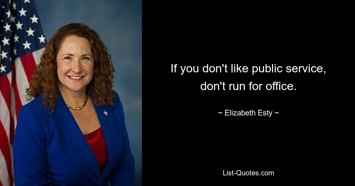 If you don't like public service, don't run for office. — © Elizabeth Esty