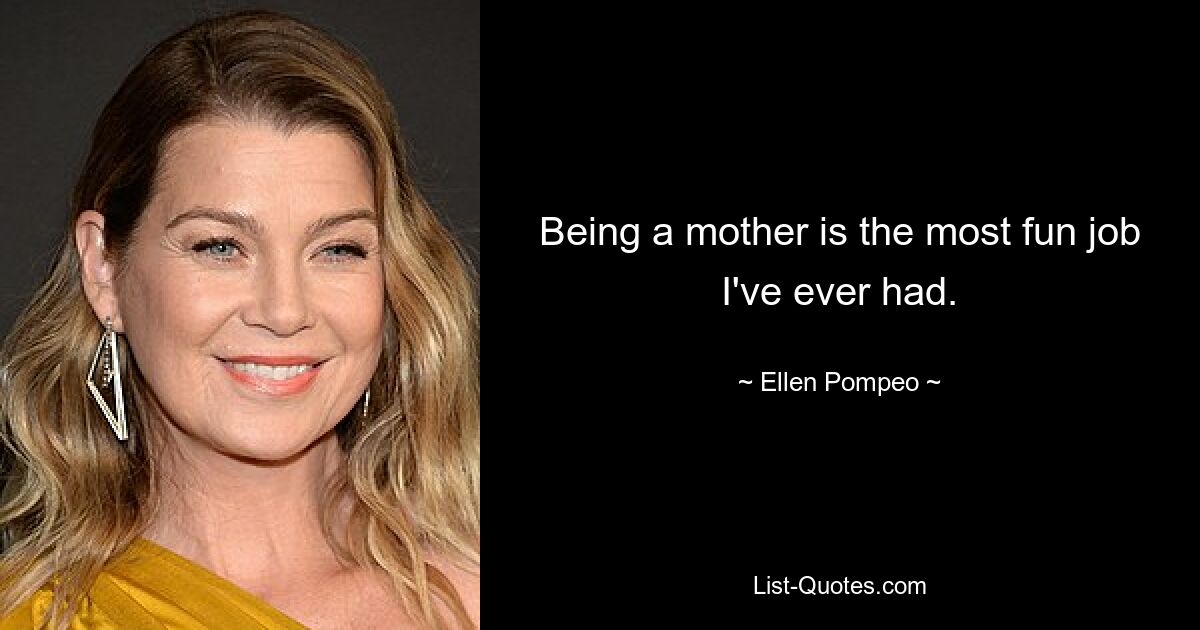 Being a mother is the most fun job I've ever had. — © Ellen Pompeo