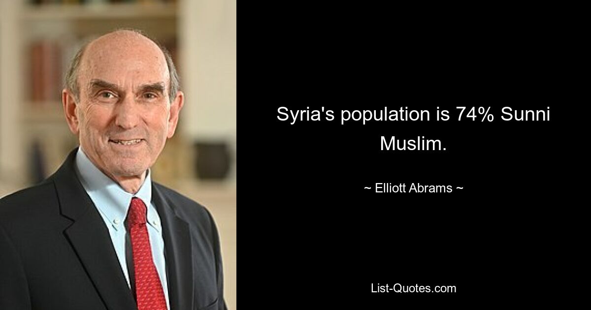 Syria's population is 74% Sunni Muslim. — © Elliott Abrams