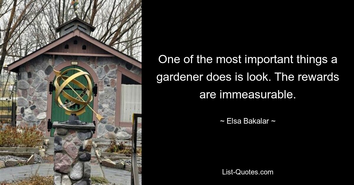 One of the most important things a gardener does is look. The rewards are immeasurable. — © Elsa Bakalar