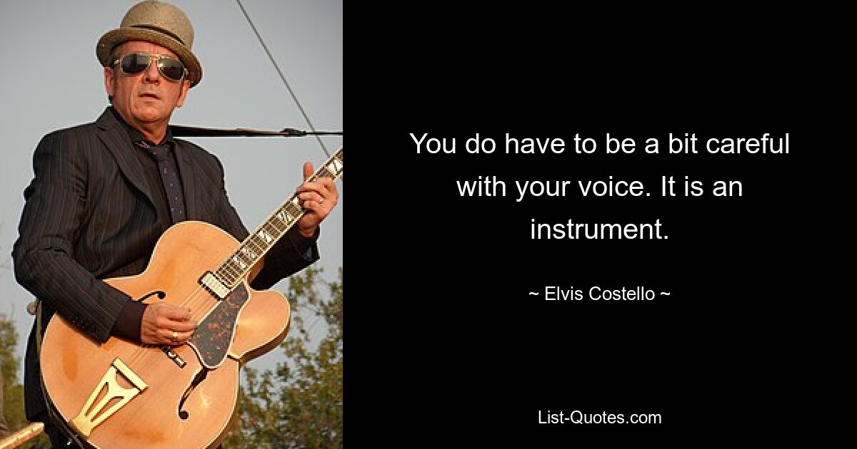 You do have to be a bit careful with your voice. It is an instrument. — © Elvis Costello