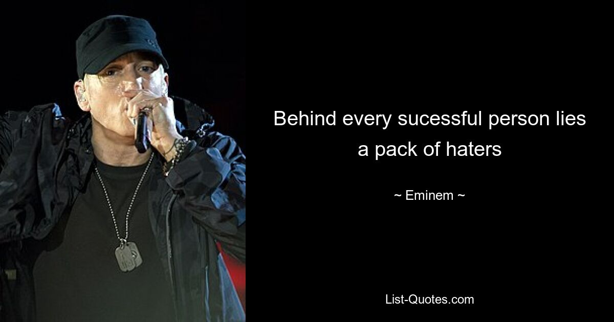 Behind every sucessful person lies a pack of haters — © Eminem