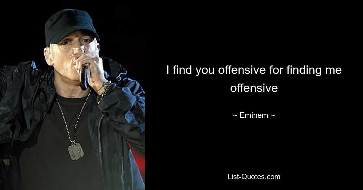 I find you offensive for finding me offensive — © Eminem