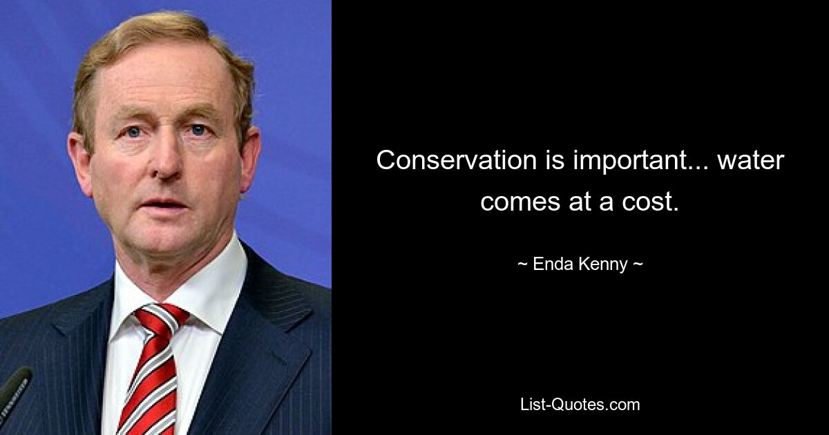 Conservation is important... water comes at a cost. — © Enda Kenny