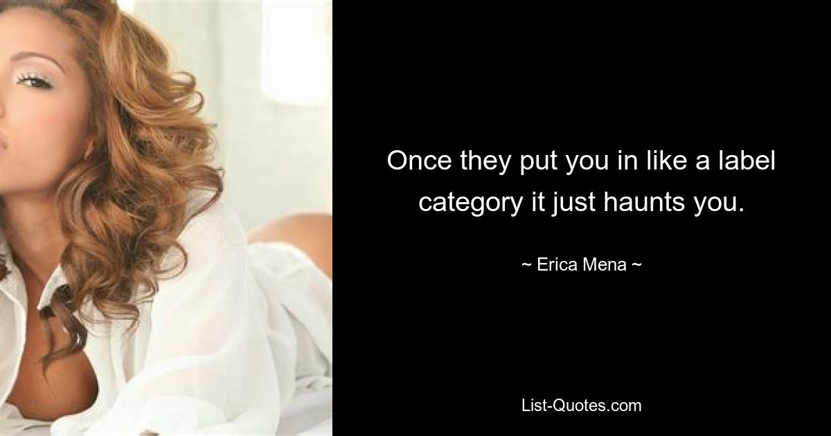 Once they put you in like a label category it just haunts you. — © Erica Mena