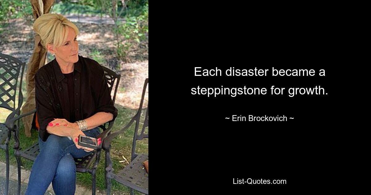 Each disaster became a steppingstone for growth. — © Erin Brockovich