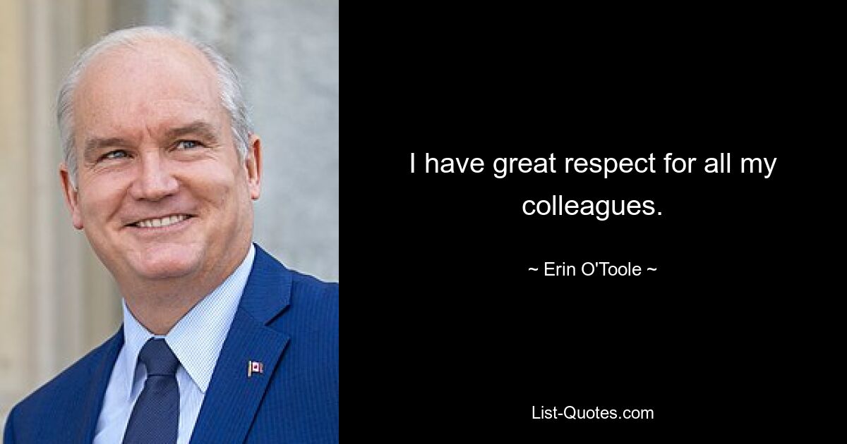 I have great respect for all my colleagues. — © Erin O'Toole