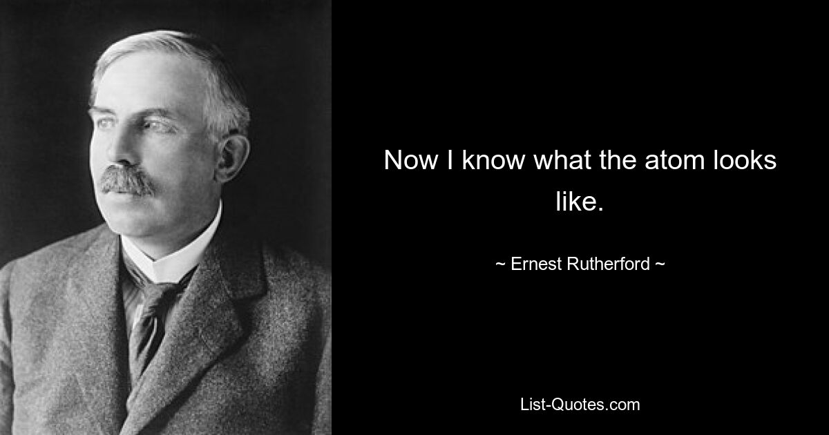 Now I know what the atom looks like. — © Ernest Rutherford