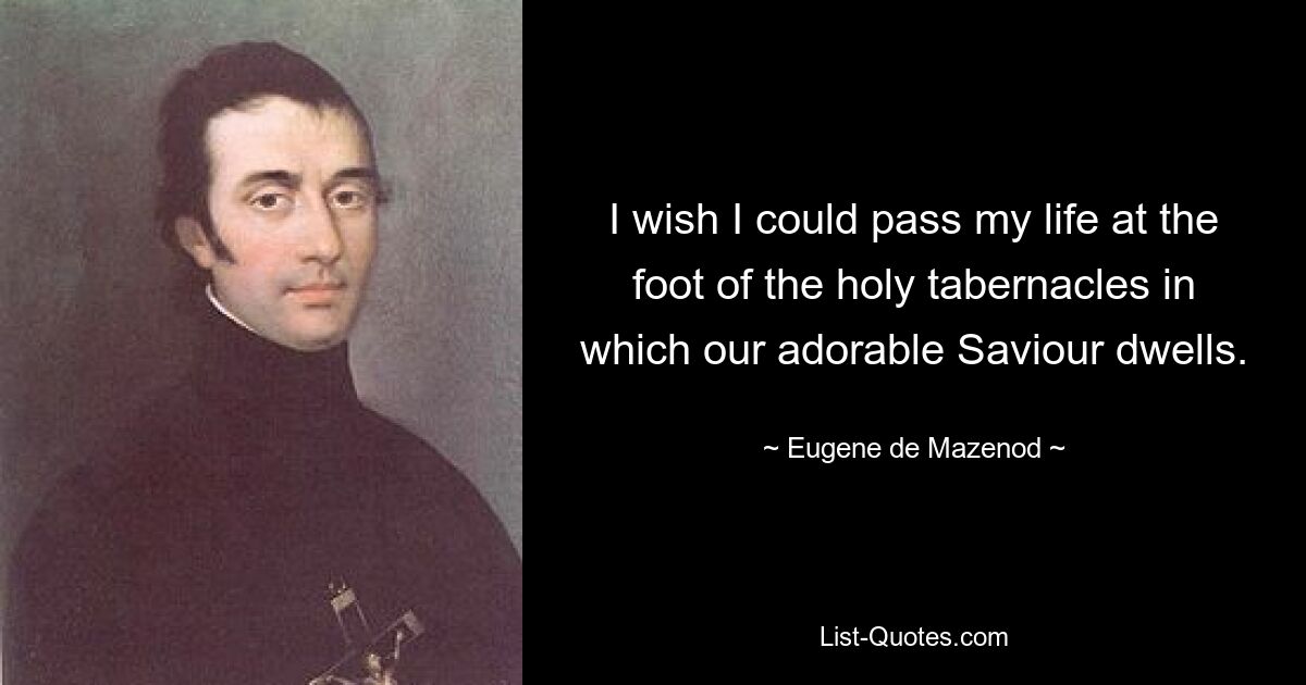 Я хотел бы провести свою жизнь у подножия святых скиний, в которых обитает наш обожаемый Спаситель. — © Эжен де Мазенод 