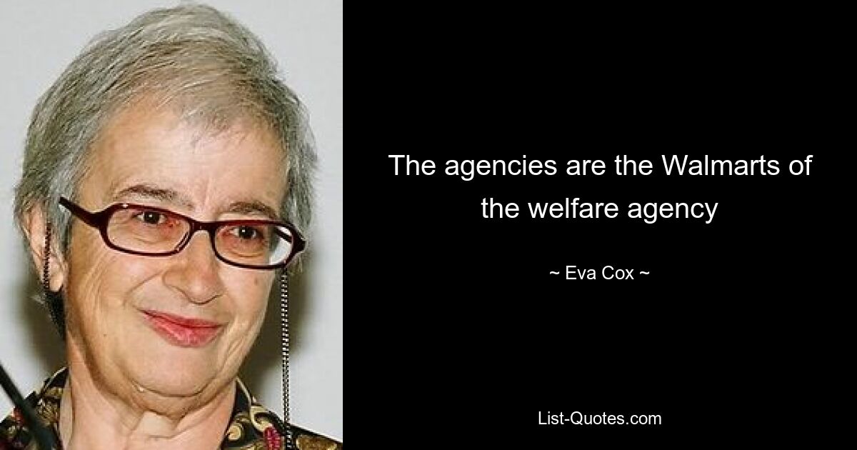 The agencies are the Walmarts of the welfare agency — © Eva Cox