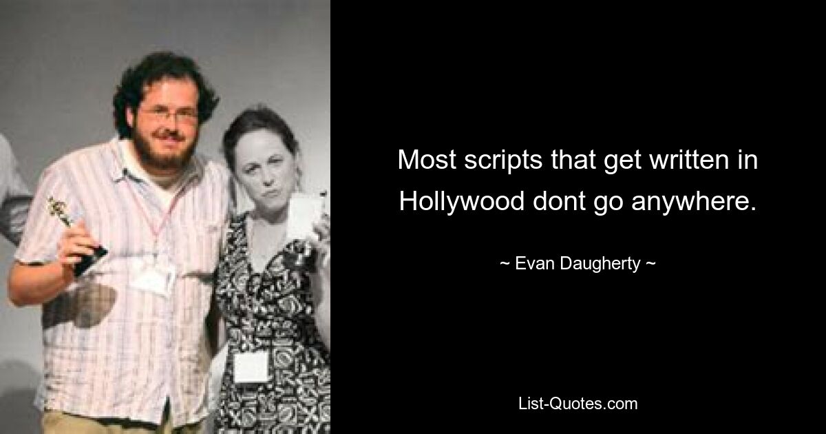 Most scripts that get written in Hollywood dont go anywhere. — © Evan Daugherty