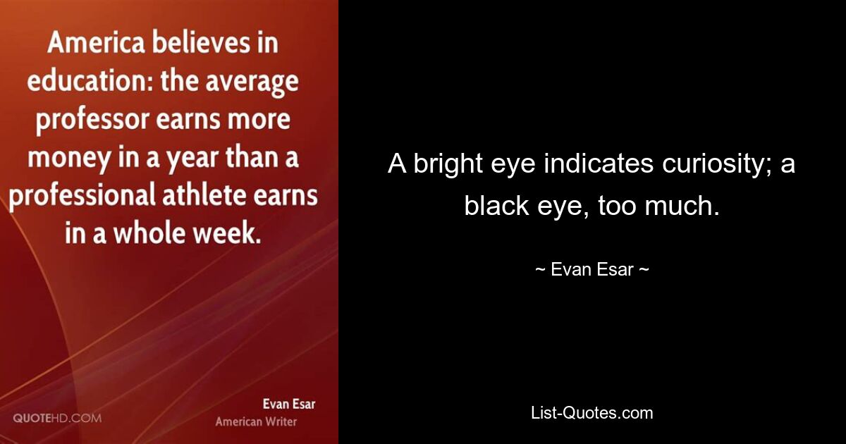 A bright eye indicates curiosity; a black eye, too much. — © Evan Esar