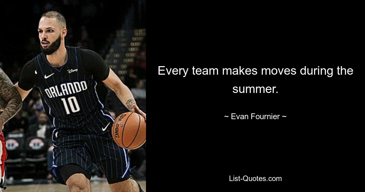 Every team makes moves during the summer. — © Evan Fournier