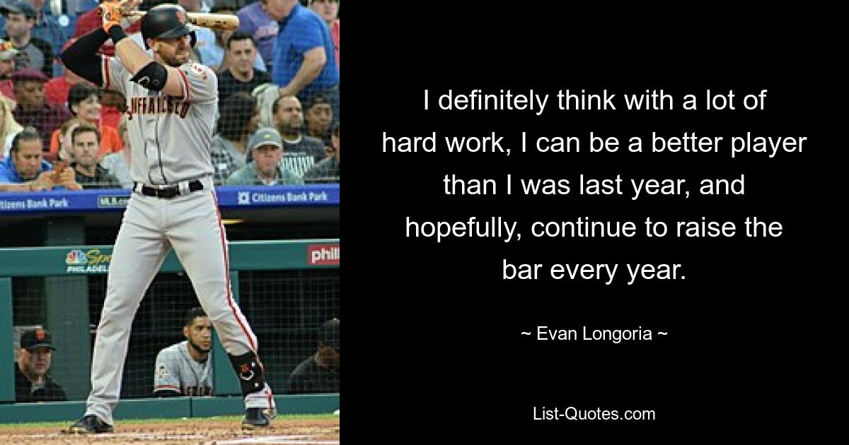 I definitely think with a lot of hard work, I can be a better player than I was last year, and hopefully, continue to raise the bar every year. — © Evan Longoria