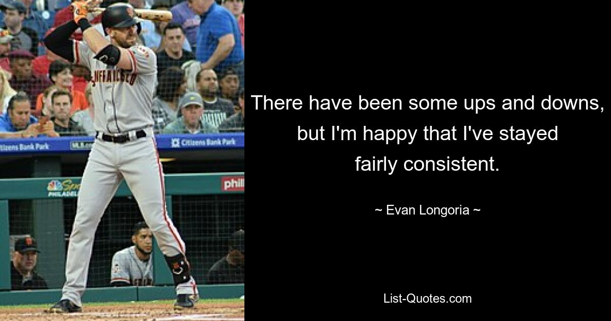 There have been some ups and downs, but I'm happy that I've stayed fairly consistent. — © Evan Longoria