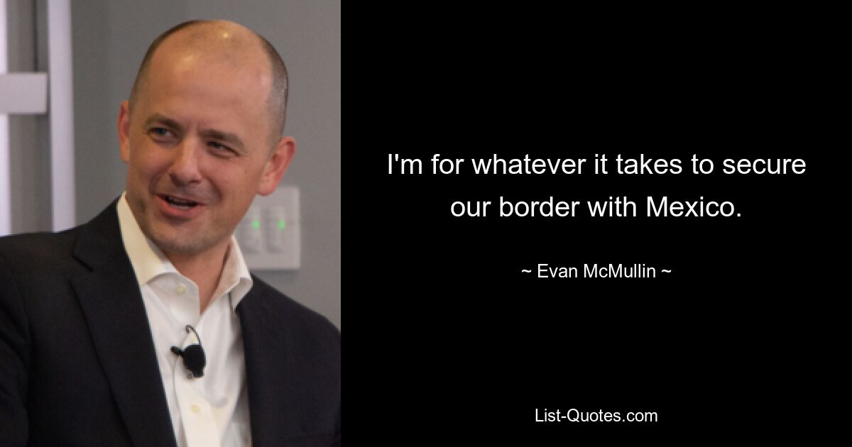 I'm for whatever it takes to secure our border with Mexico. — © Evan McMullin