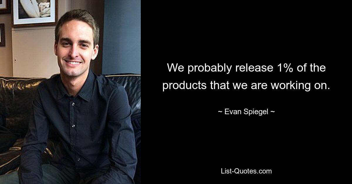 We probably release 1% of the products that we are working on. — © Evan Spiegel