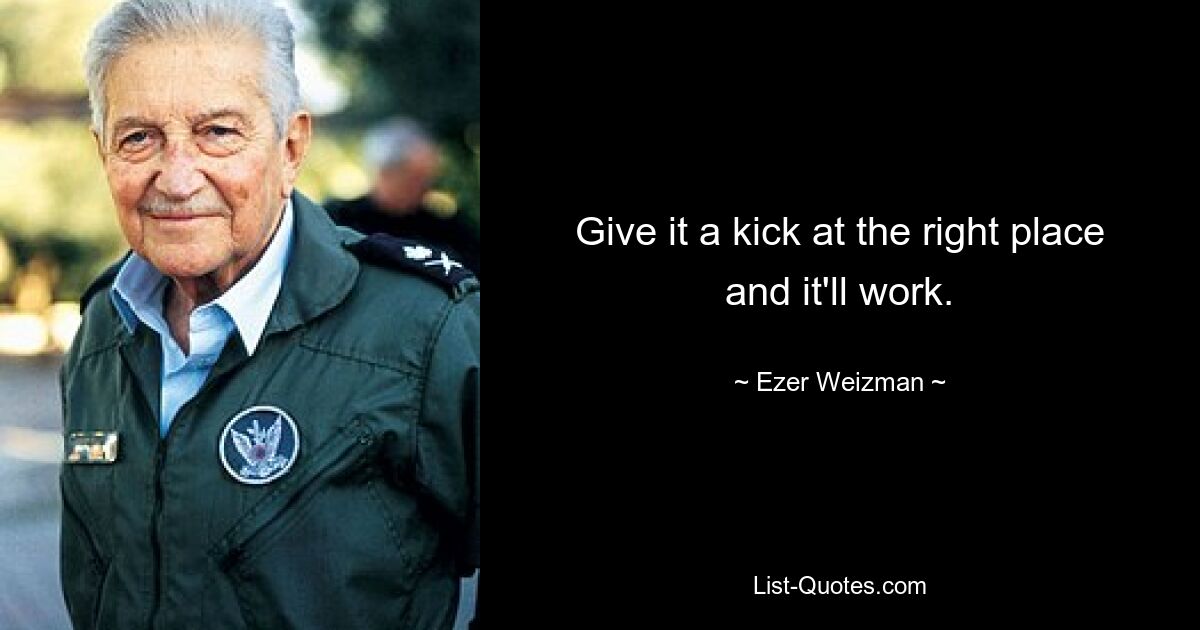 Give it a kick at the right place and it'll work. — © Ezer Weizman