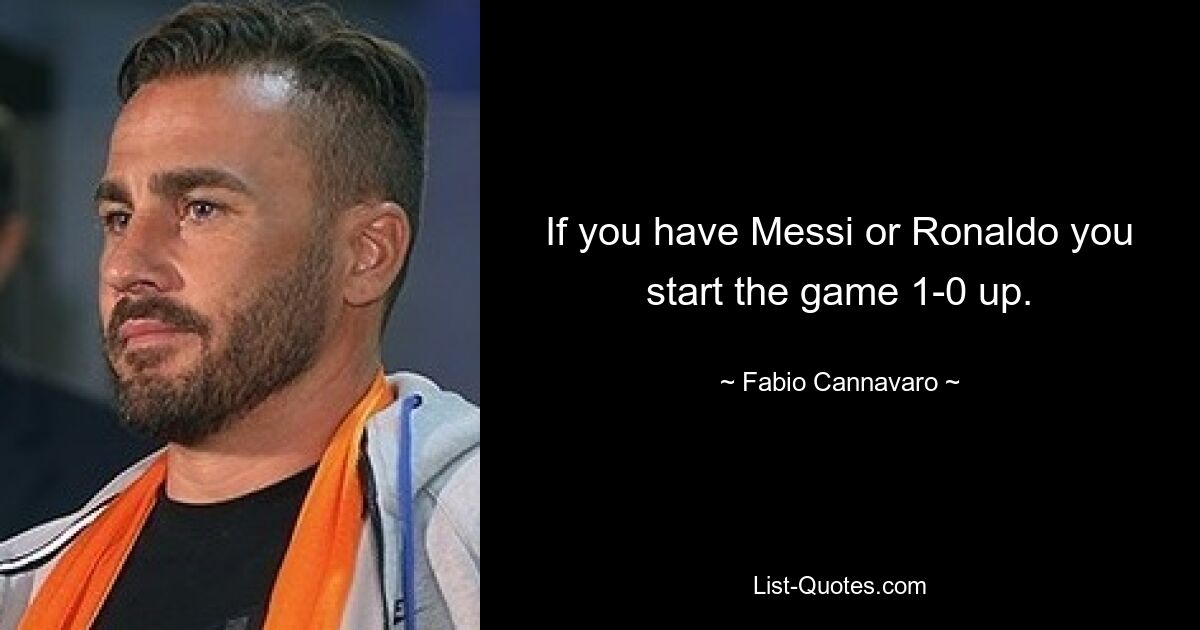 If you have Messi or Ronaldo you start the game 1-0 up. — © Fabio Cannavaro