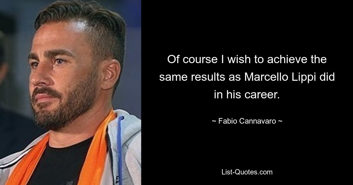 Of course I wish to achieve the same results as Marcello Lippi did in his career. — © Fabio Cannavaro