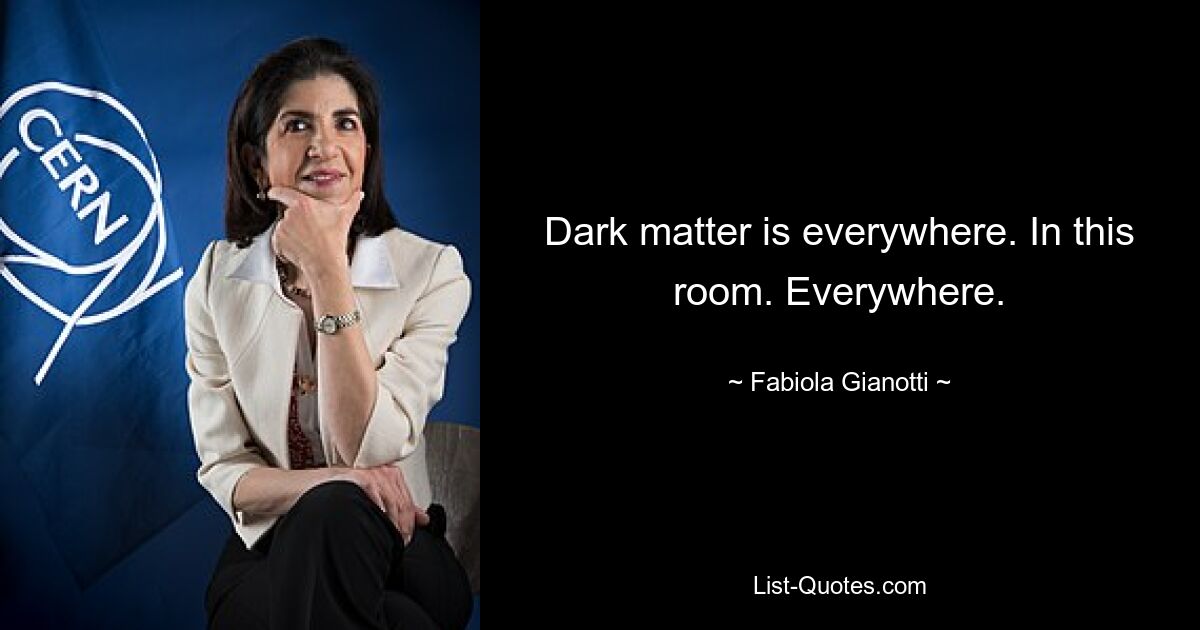 Dark matter is everywhere. In this room. Everywhere. — © Fabiola Gianotti