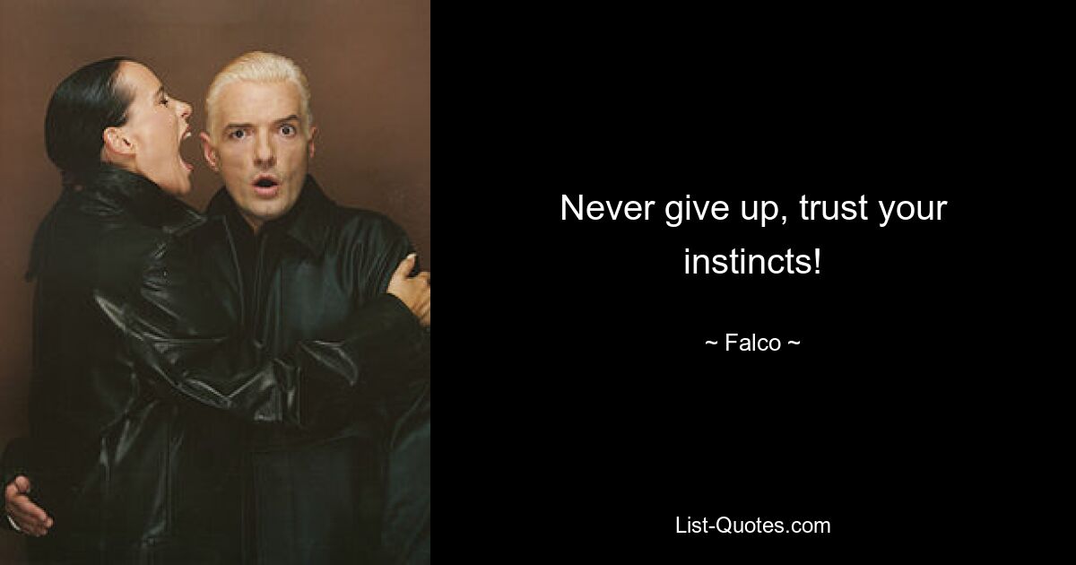 Never give up, trust your instincts! — © Falco