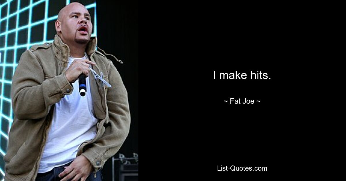 I make hits. — © Fat Joe