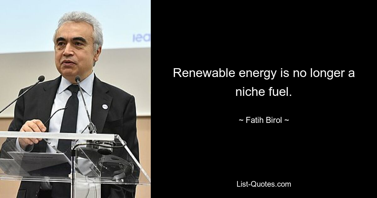 Renewable energy is no longer a niche fuel. — © Fatih Birol