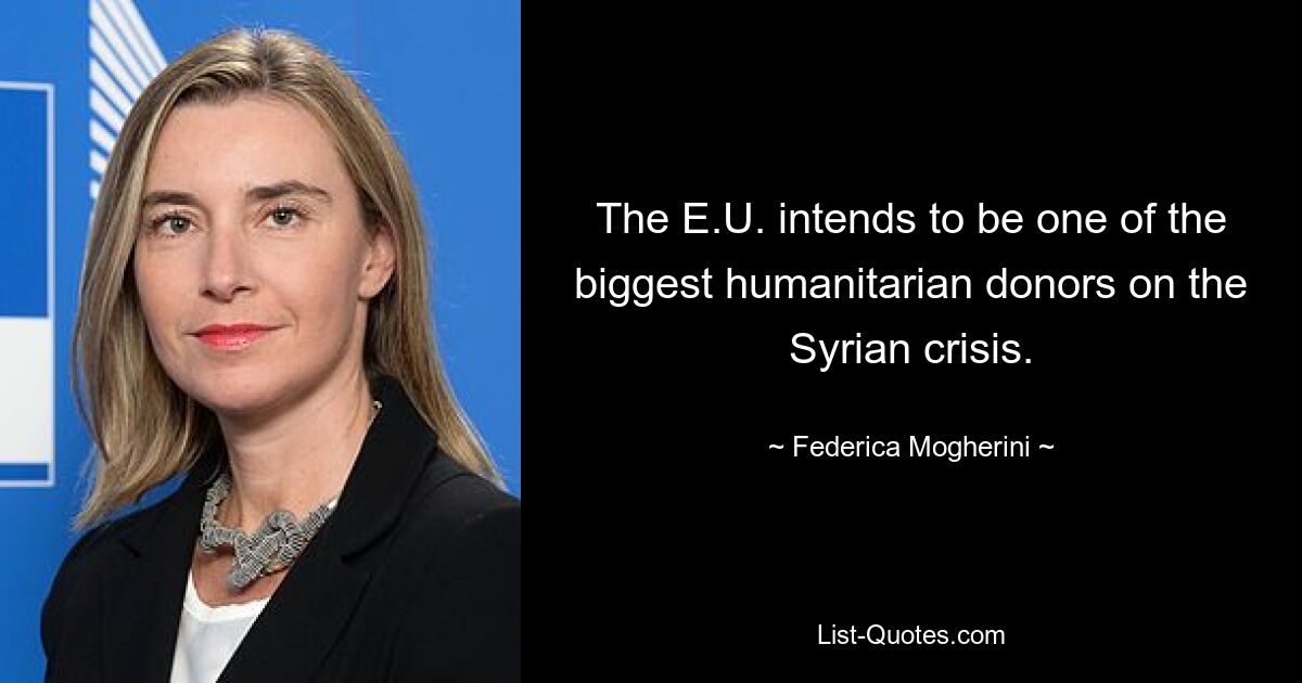 The E.U. intends to be one of the biggest humanitarian donors on the Syrian crisis. — © Federica Mogherini