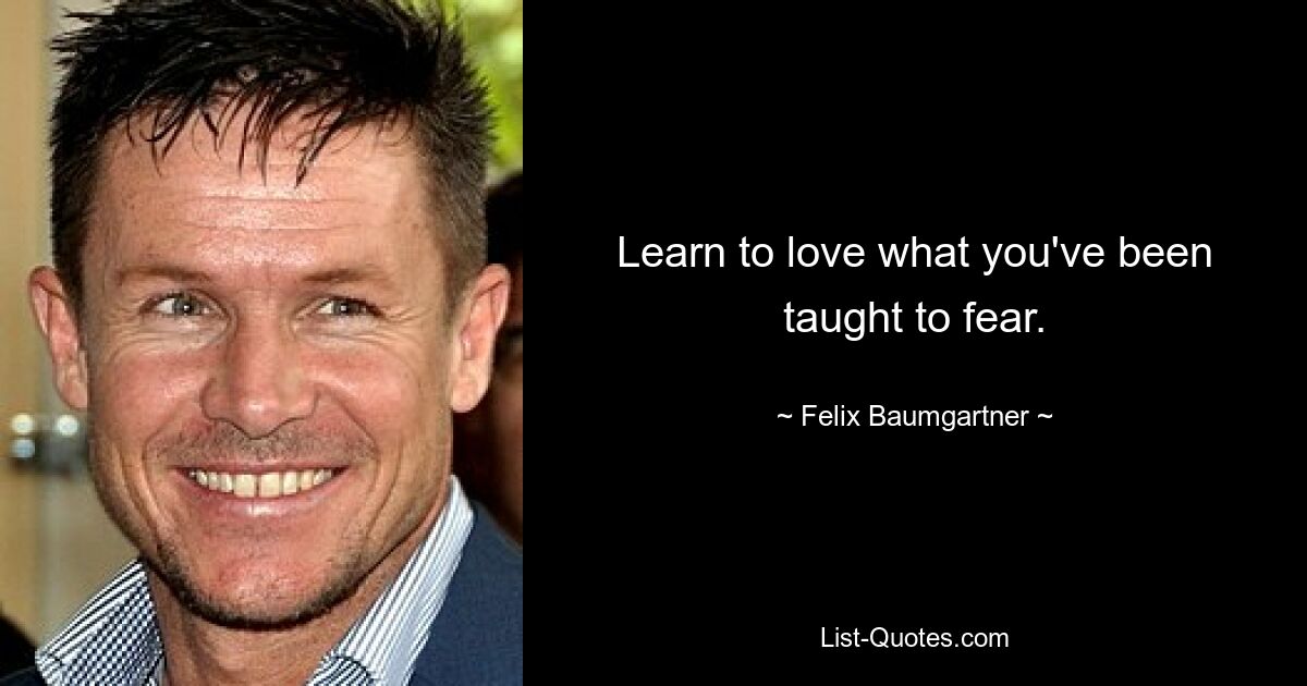 Learn to love what you've been taught to fear. — © Felix Baumgartner