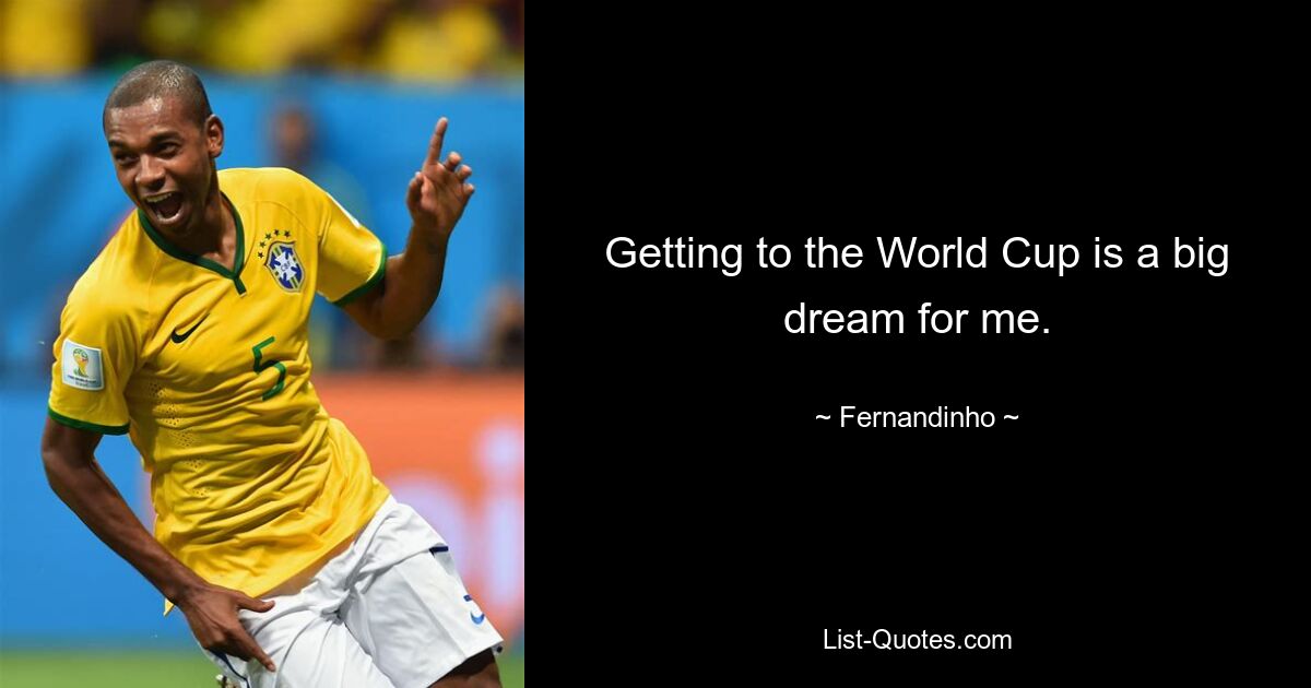 Getting to the World Cup is a big dream for me. — © Fernandinho