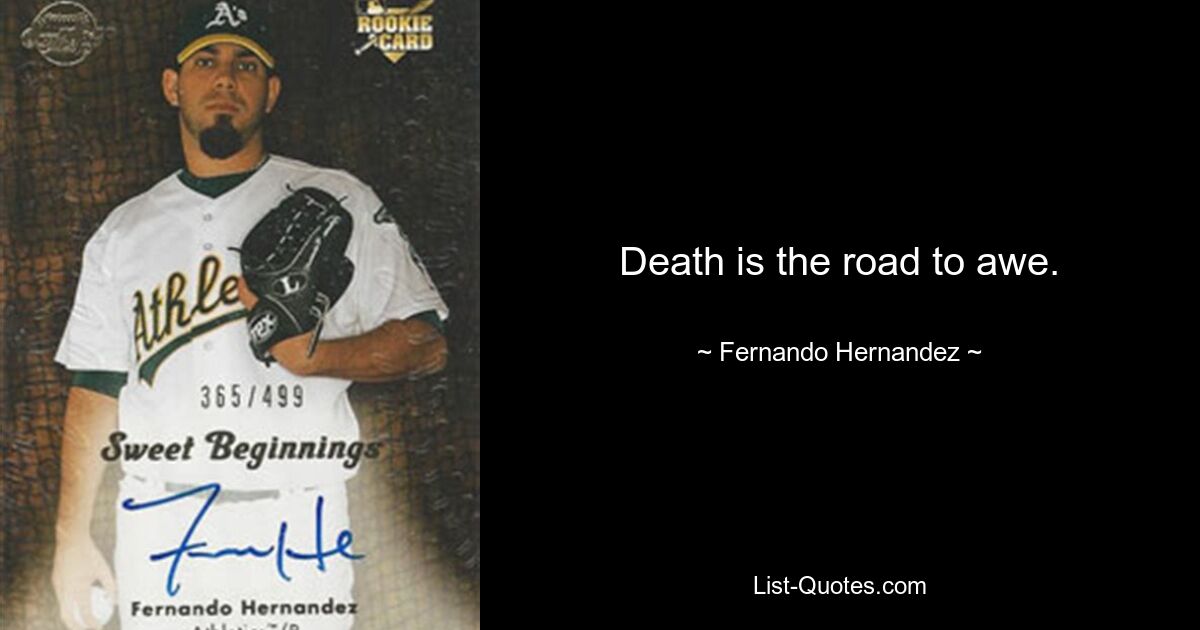 Death is the road to awe. — © Fernando Hernandez