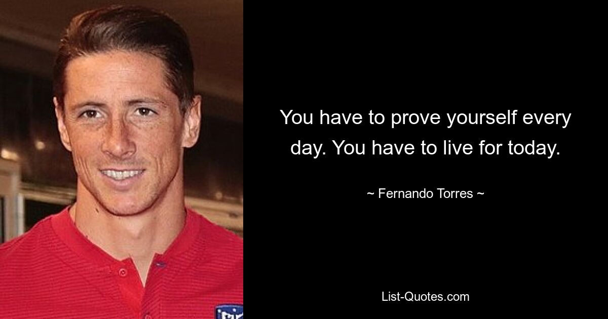 You have to prove yourself every day. You have to live for today. — © Fernando Torres