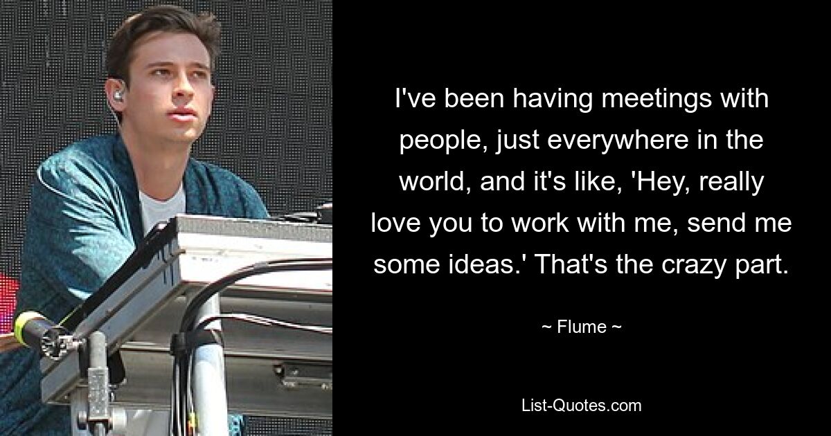 I've been having meetings with people, just everywhere in the world, and it's like, 'Hey, really love you to work with me, send me some ideas.' That's the crazy part. — © Flume