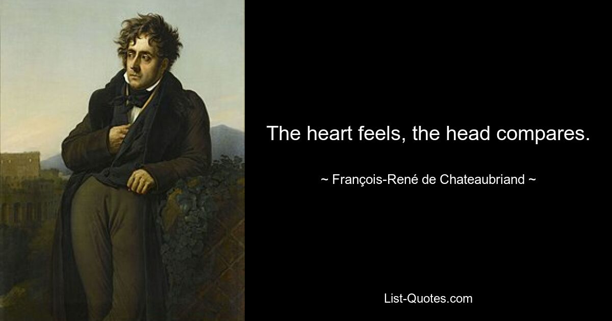 The heart feels, the head compares. — © François-René de Chateaubriand