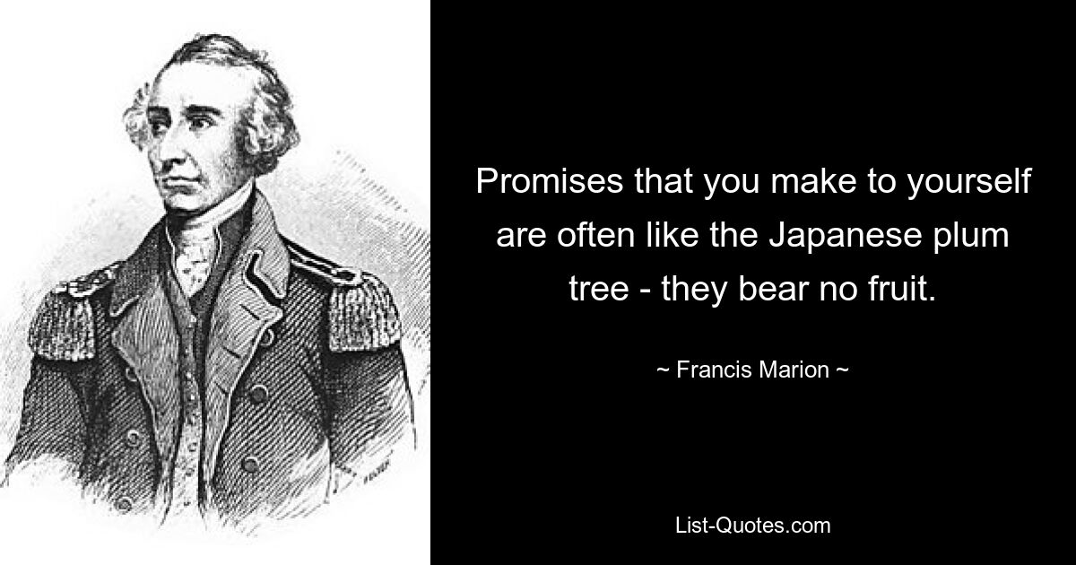 Promises that you make to yourself are often like the Japanese plum tree - they bear no fruit. — © Francis Marion