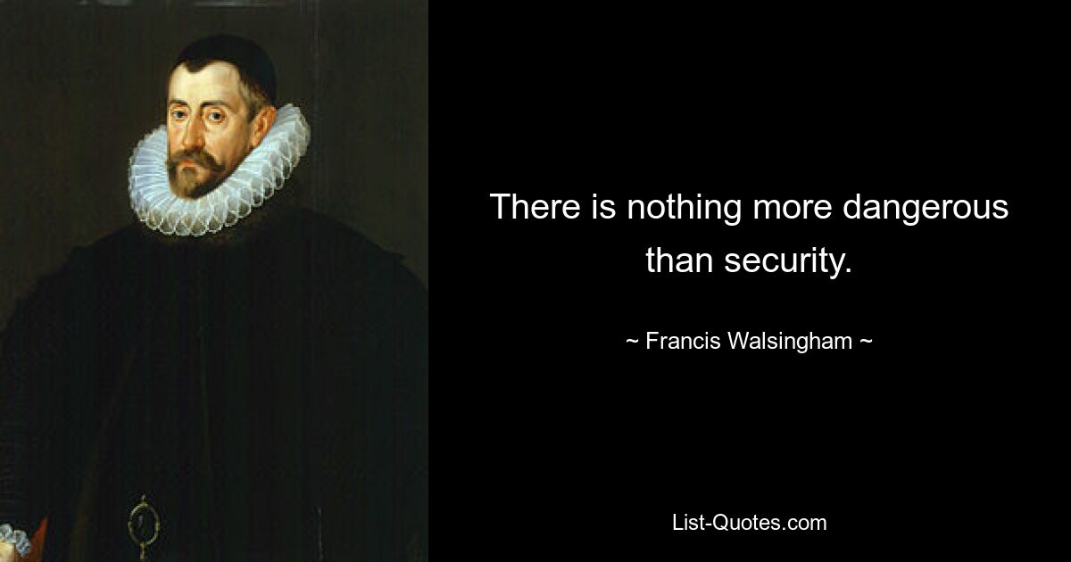 There is nothing more dangerous than security. — © Francis Walsingham