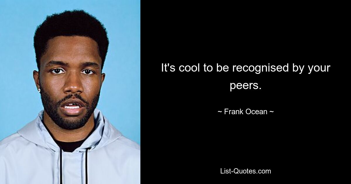 Es ist cool, von deinen Kollegen anerkannt zu werden. — © Frank Ocean