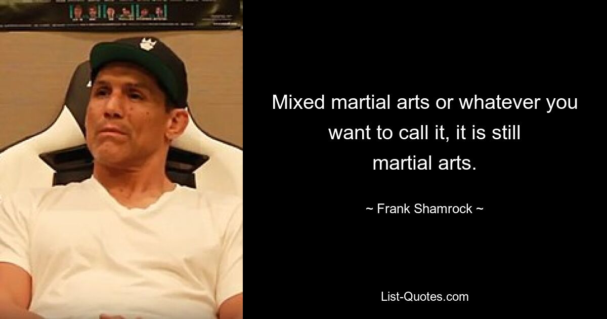 Mixed martial arts or whatever you want to call it, it is still martial arts. — © Frank Shamrock