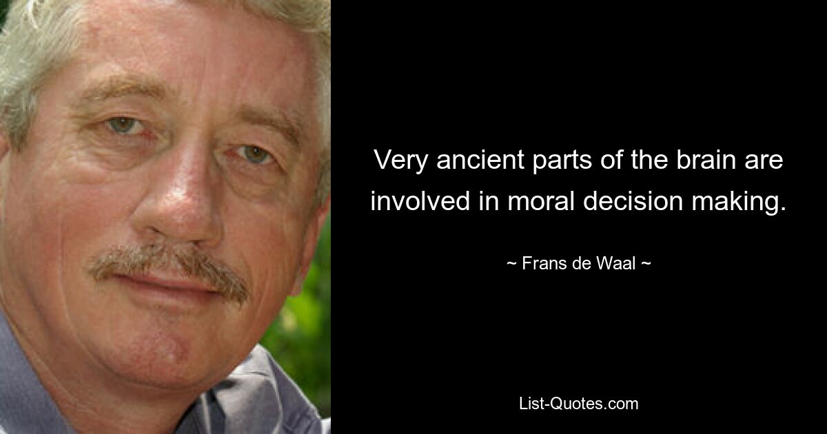 Very ancient parts of the brain are involved in moral decision making. — © Frans de Waal