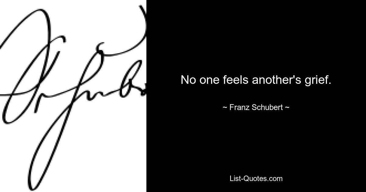 No one feels another's grief. — © Franz Schubert