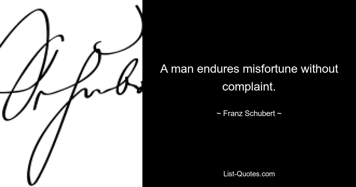 A man endures misfortune without complaint. — © Franz Schubert