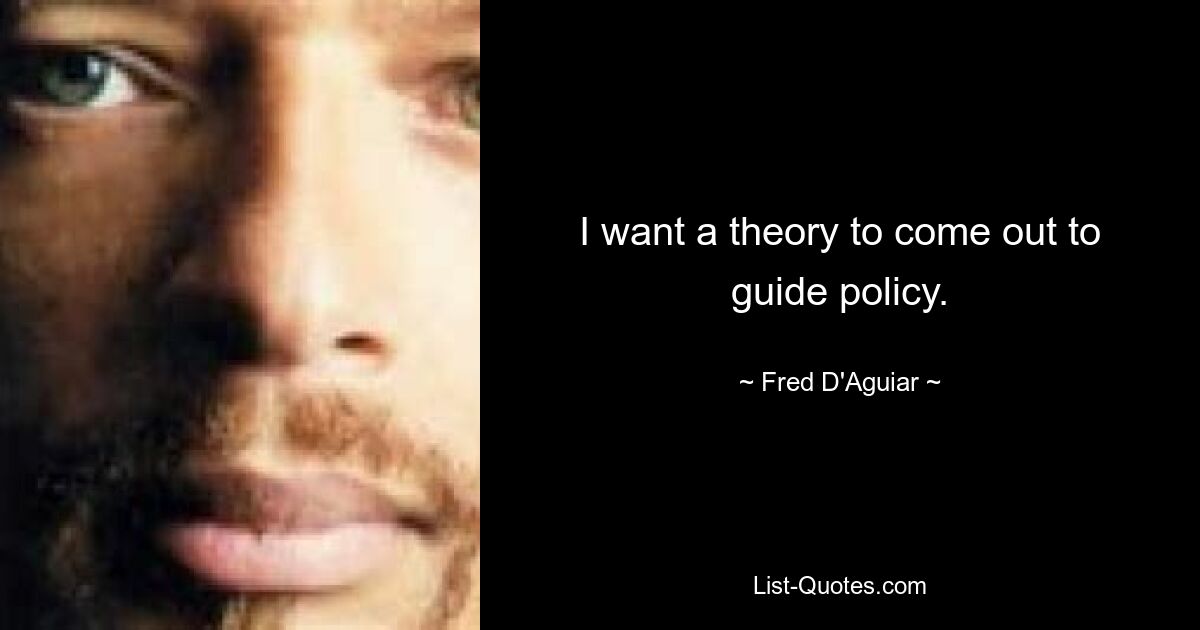 I want a theory to come out to guide policy. — © Fred D'Aguiar