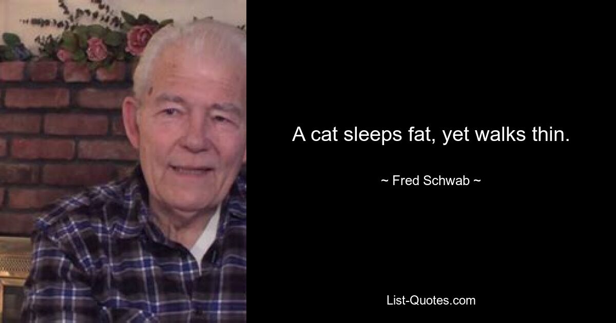 A cat sleeps fat, yet walks thin. — © Fred Schwab