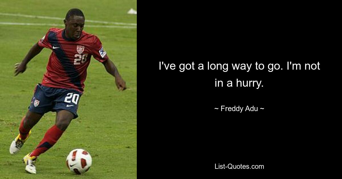 I've got a long way to go. I'm not in a hurry. — © Freddy Adu