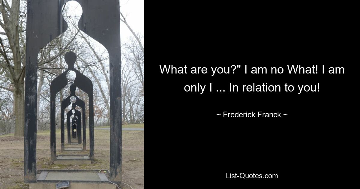 What are you?" I am no What! I am only I ... In relation to you! — © Frederick Franck