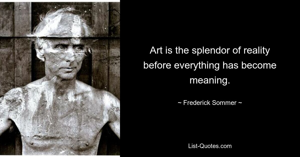 Art is the splendor of reality before everything has become meaning. — © Frederick Sommer